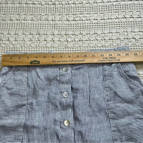 100% Linen Antibes Blanc Lagenlook Striped Button Up Maxi Skirt XL - Picture 4 of 6